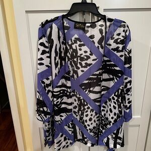 Bob Mackie Women's Purple and Black Abstract Cardigan